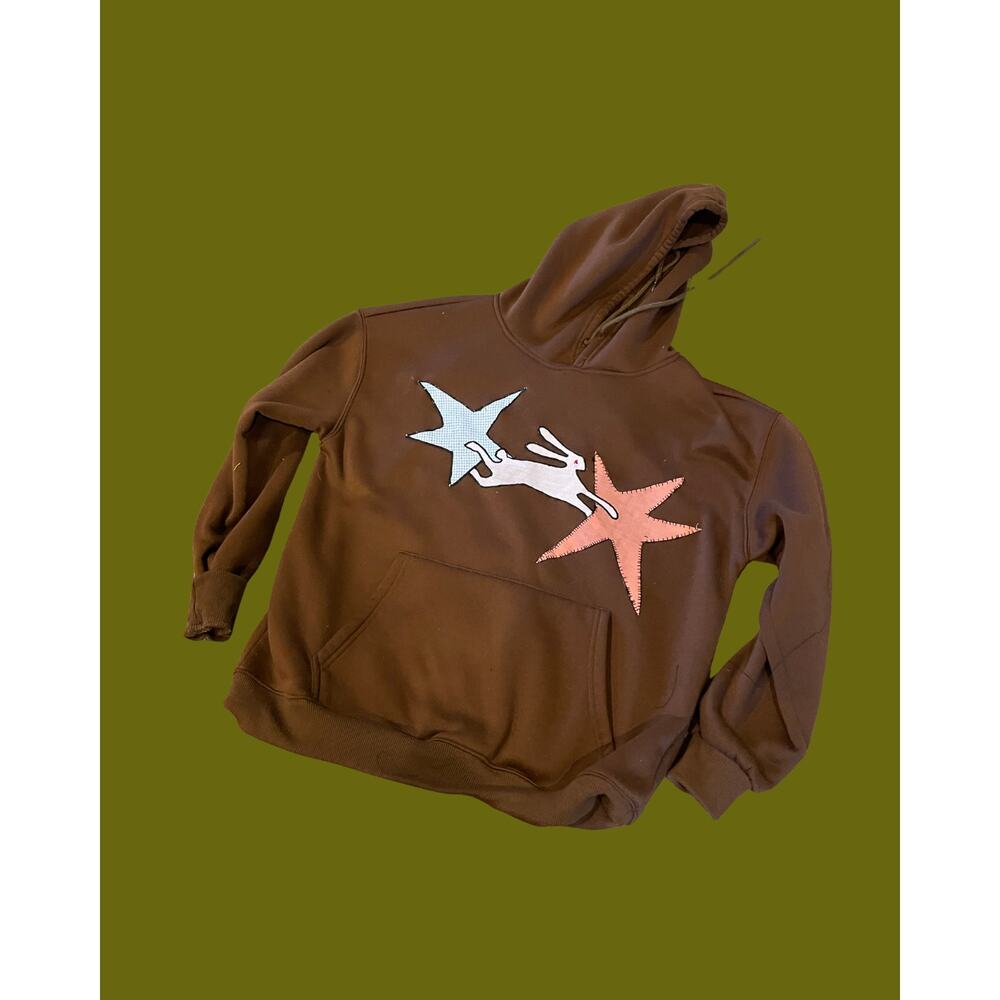 Small Upcycled Rabbit Pullover Swaetshirt Brown Cozy - Picture 2 of 4